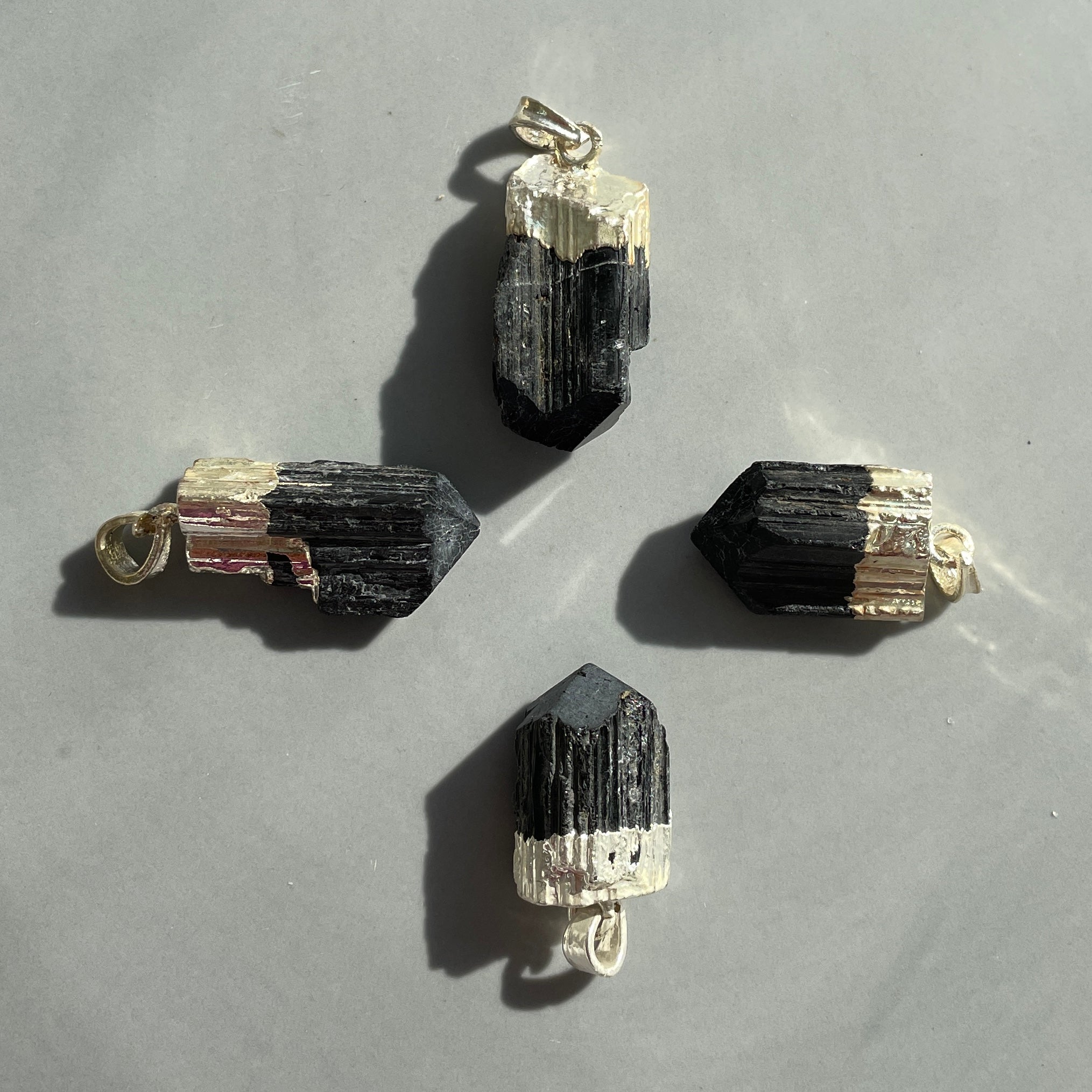 Black Tourmaline-Rough Capped-Pendant-(IN) Black Tourmaline-Rough Capped-Pendant-(IN)